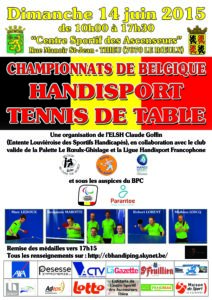 Championnat de Belgique Handisport de tennis de table - 14/06/2015