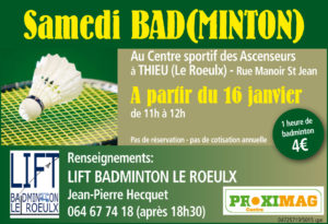 Nouveautés Badminton à partir de janvier 2016