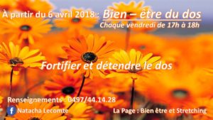 Cours de Bien-être du dos à partir du 6 avril 2018!