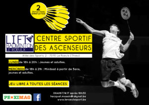 Dès septembre, le badminton reprend ses activités au Centre sportif des Ascenseurs