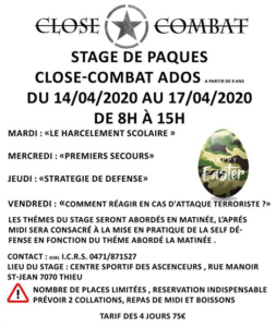 Stage de Close-Combat le 14 avril 2020