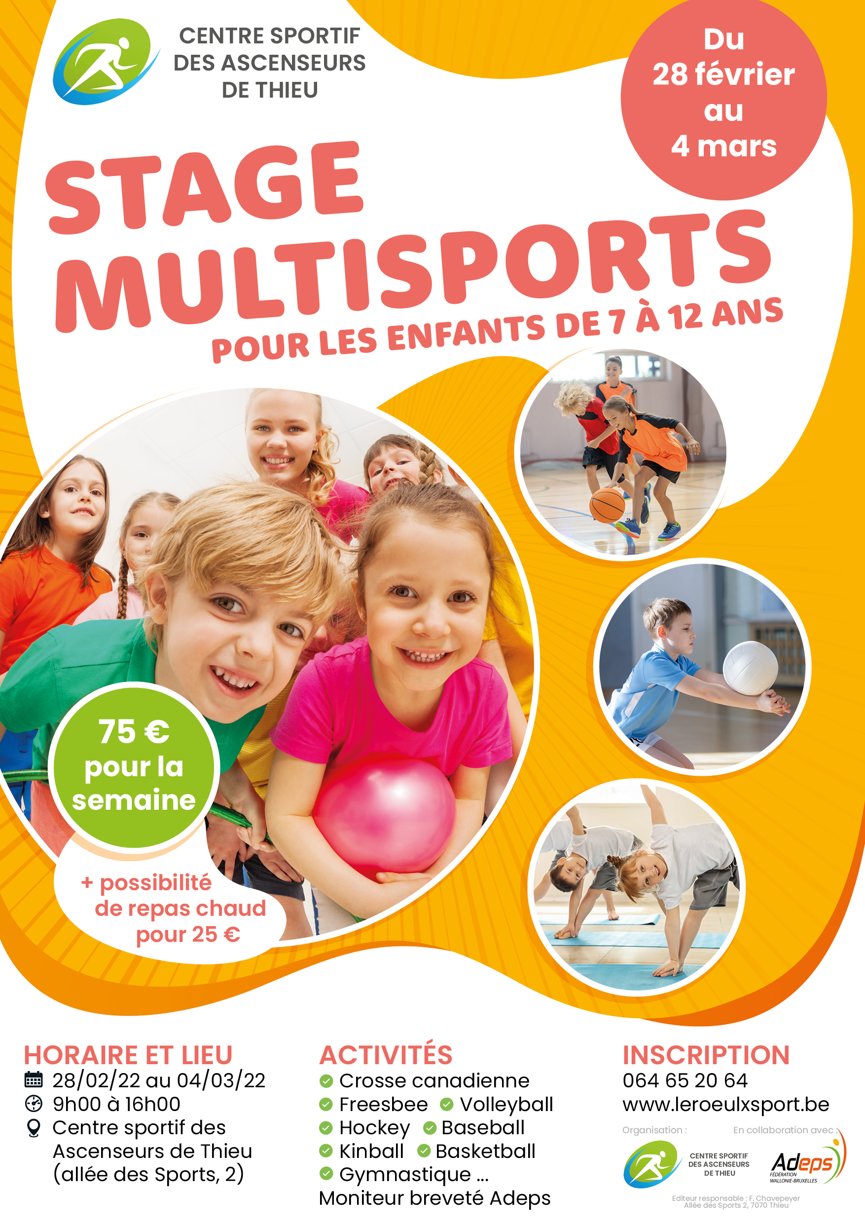 Stage sportif carnaval 2022 – Centre sportif des Ascenseurs